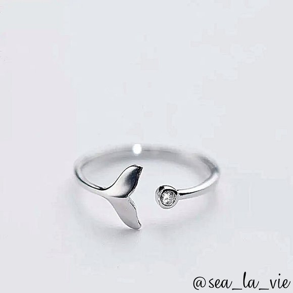 Sea La Vie Jewelry - Sterling Silver Crystal Mermaid Tail Open Ring